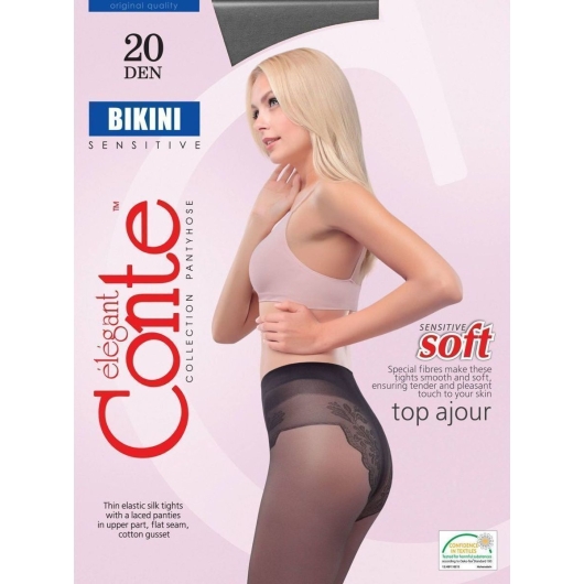 Колготки с имитацией ажурных трусиков Conte BIKINI 20 (8С-34СП), Grafit